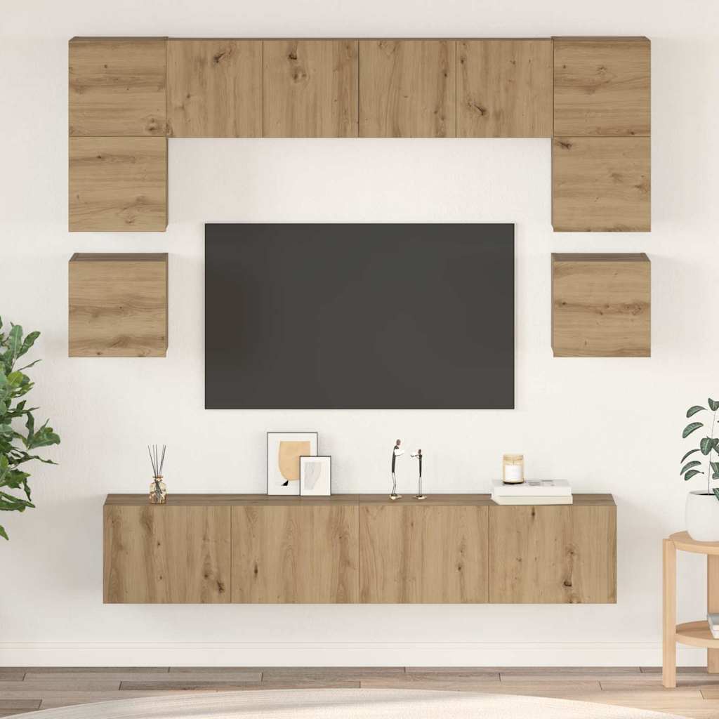vidaXL Conjunto de mueble de TV 8 uds. Roble artisan