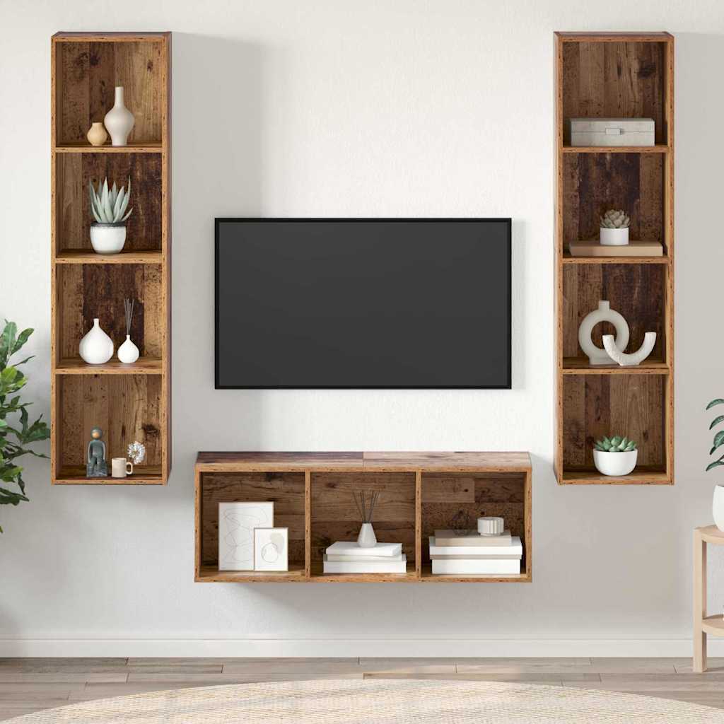 vidaXL Conjunto de mueble de TV 3 uds. Madera Vieja