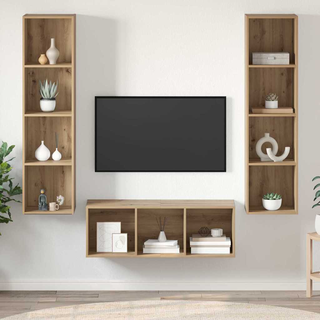 vidaXL Conjunto de mueble de TV 3 uds. Roble artisan