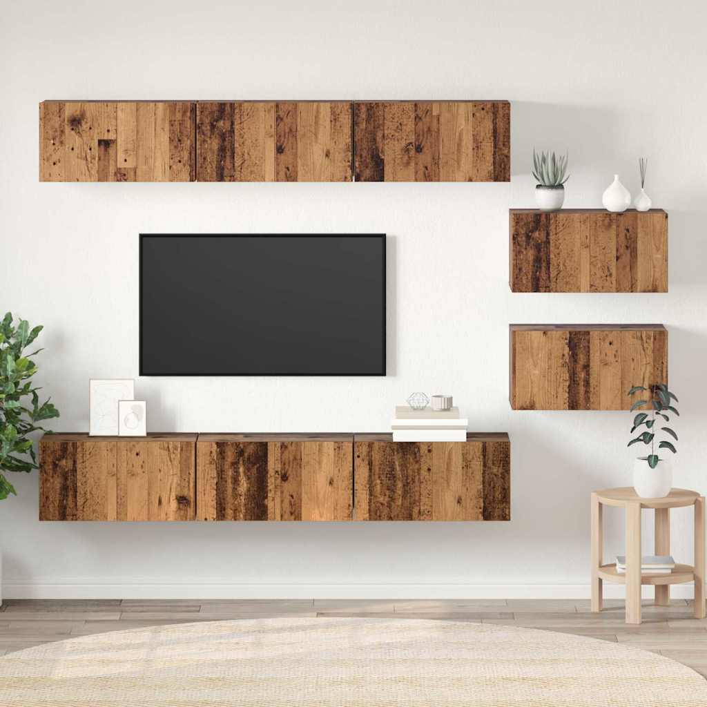 vidaXL Conjunto de mueble de TV 8 uds. Madera vieja