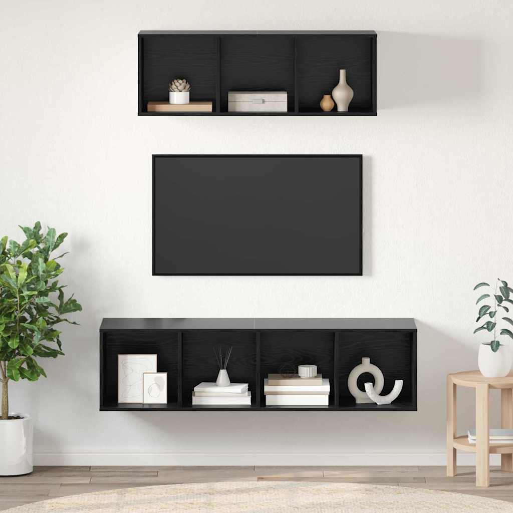 vidaXL Conjunto de mueble de TV 2 uds. Roble Negro