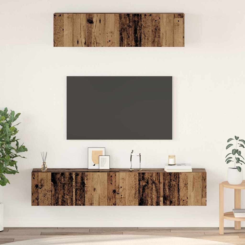 vidaXL Conjunto de mueble de TV 4 uds. Madera envejecida