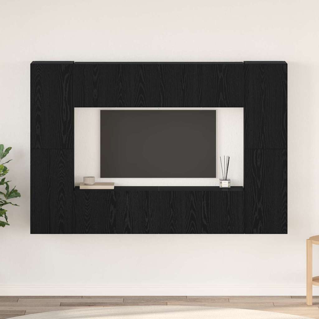 vidaXL Conjunto de mueble de TV 8 uds. Roble Negro