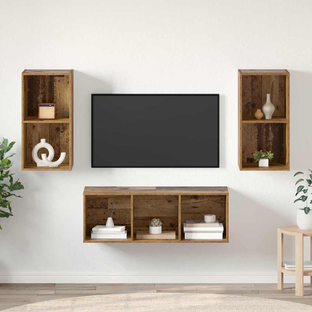 vidaXL Conjunto de mueble de TV 3 uds. Madera Vieja