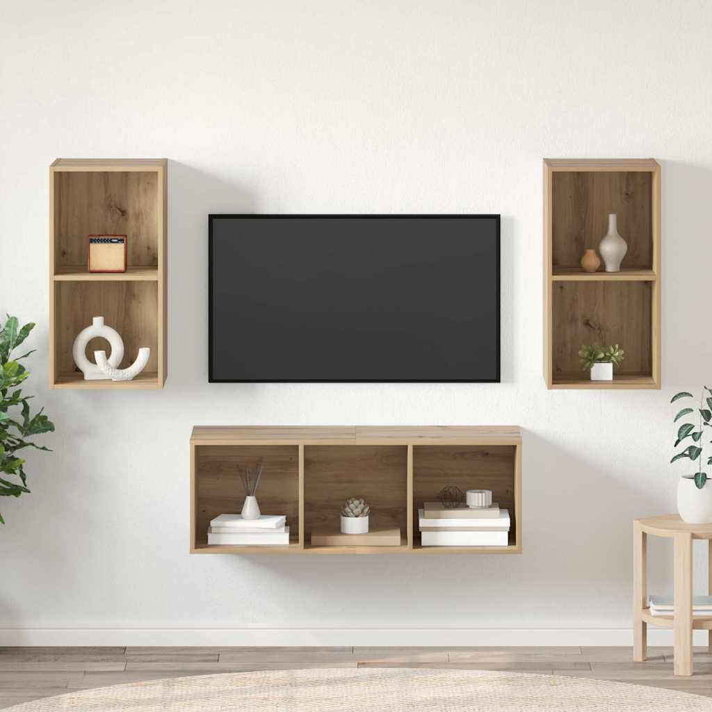 vidaXL Conjunto de mueble de TV 3 uds. Roble artisan