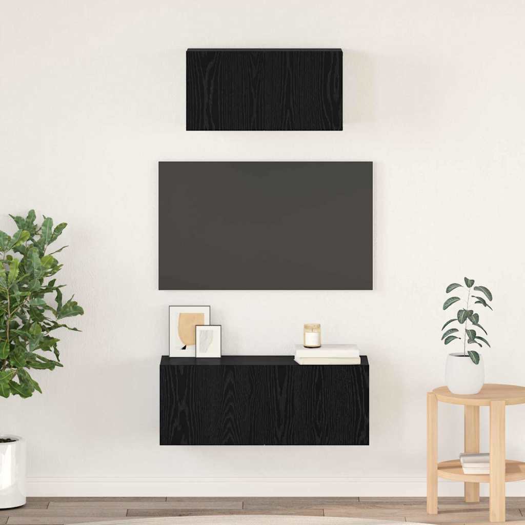 vidaXL Conjunto de mueble de TV 2 uds. Roble Negro