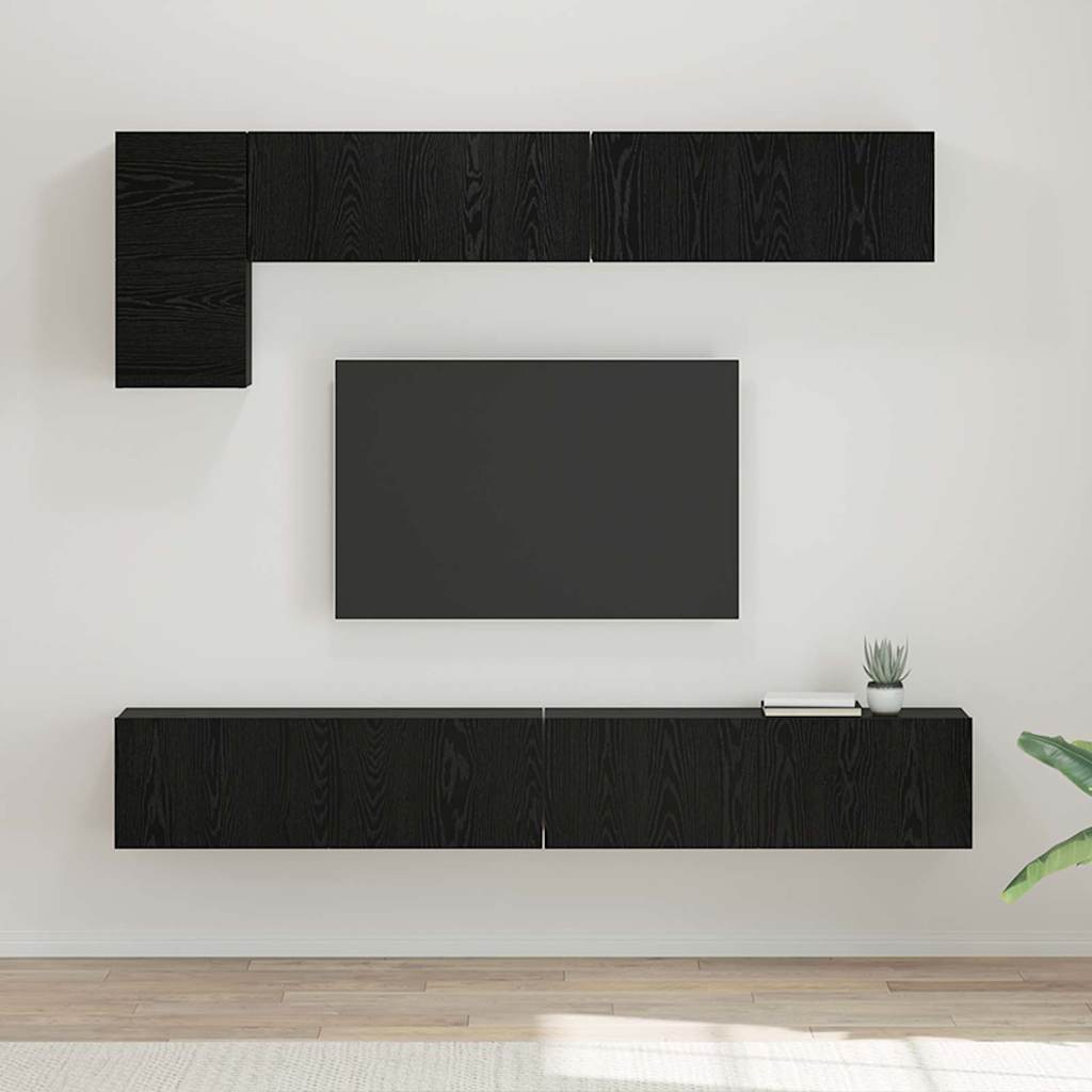 vidaXL Conjunto de mueble de TV 5 uds. Roble Negro