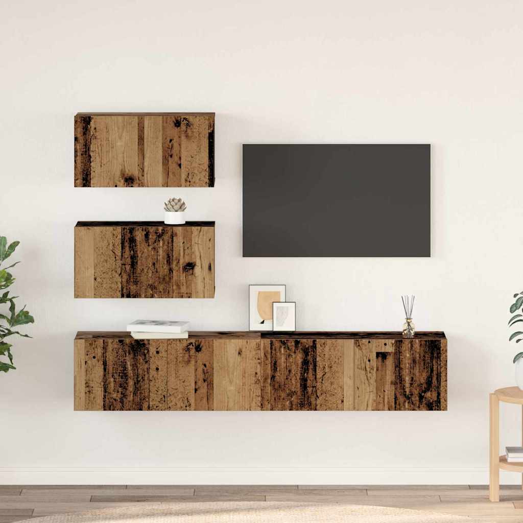 vidaXL Conjunto de mueble de TV 4 uds. Madera envejecida
