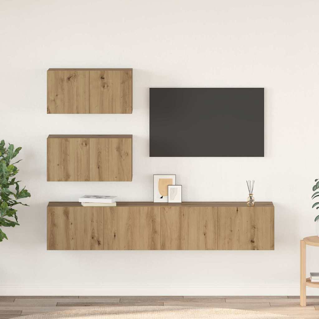 vidaXL Conjunto de mueble de TV 4 uds. Roble artisan