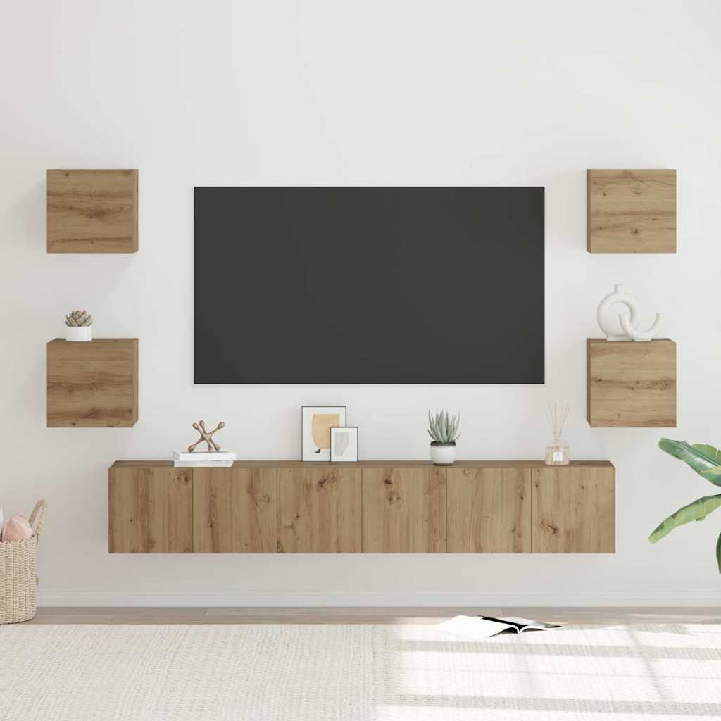 vidaXL Conjunto de mueble de TV 7 uds. Roble artisan