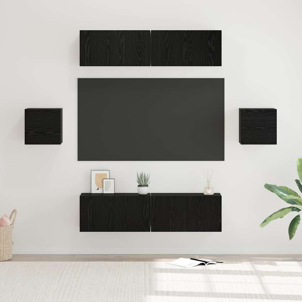 vidaXL Conjunto de mueble de TV 6 uds. Roble Negro