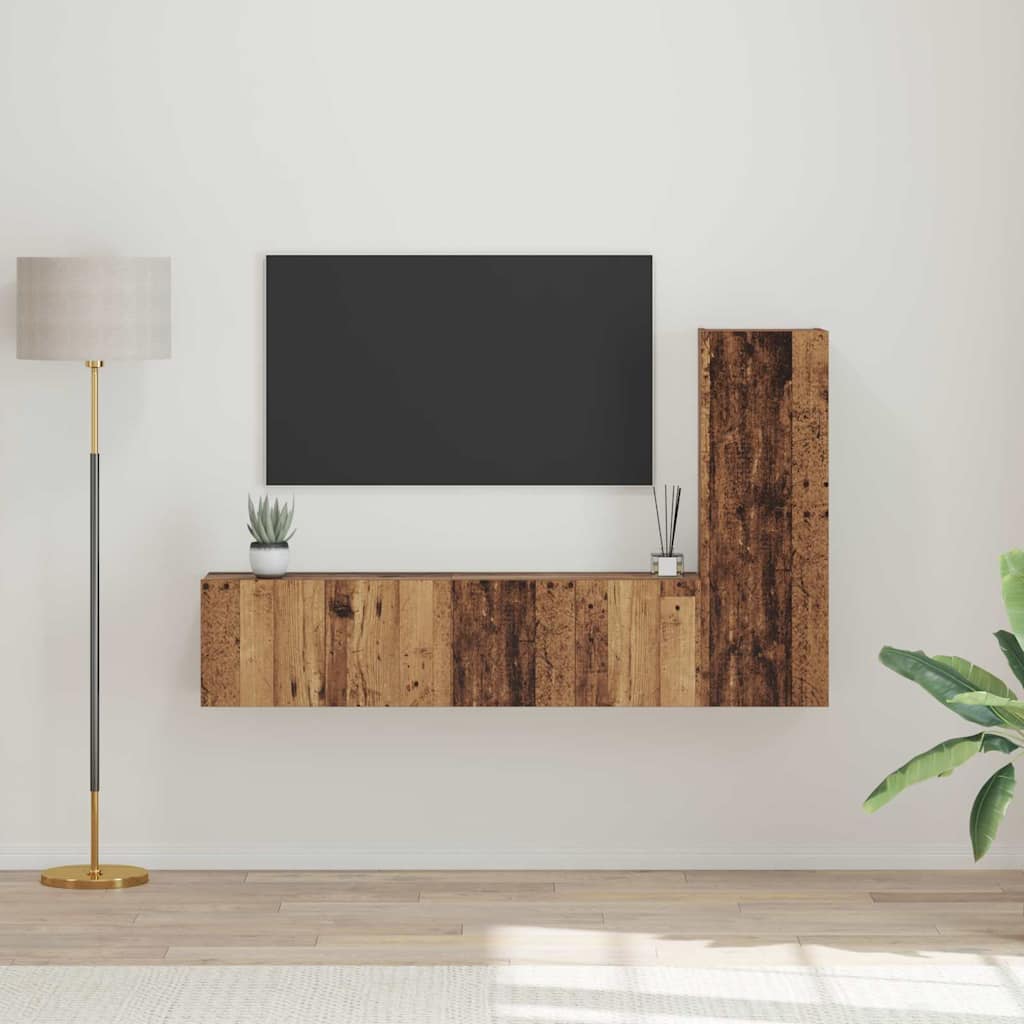vidaXL Conjunto de mueble de TV 3 uds. Madera envejecida