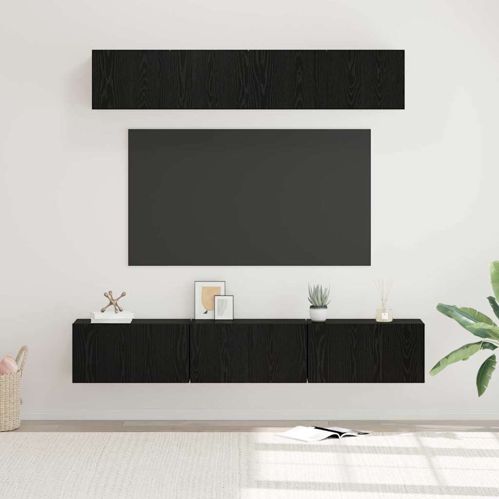 vidaXL Conjunto de mueble de TV 5 uds. Roble Negro