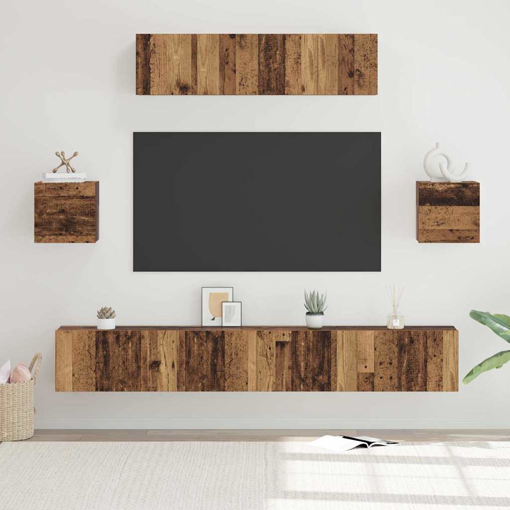 vidaXL Conjunto de mueble de TV 7 uds. Madera envejecida
