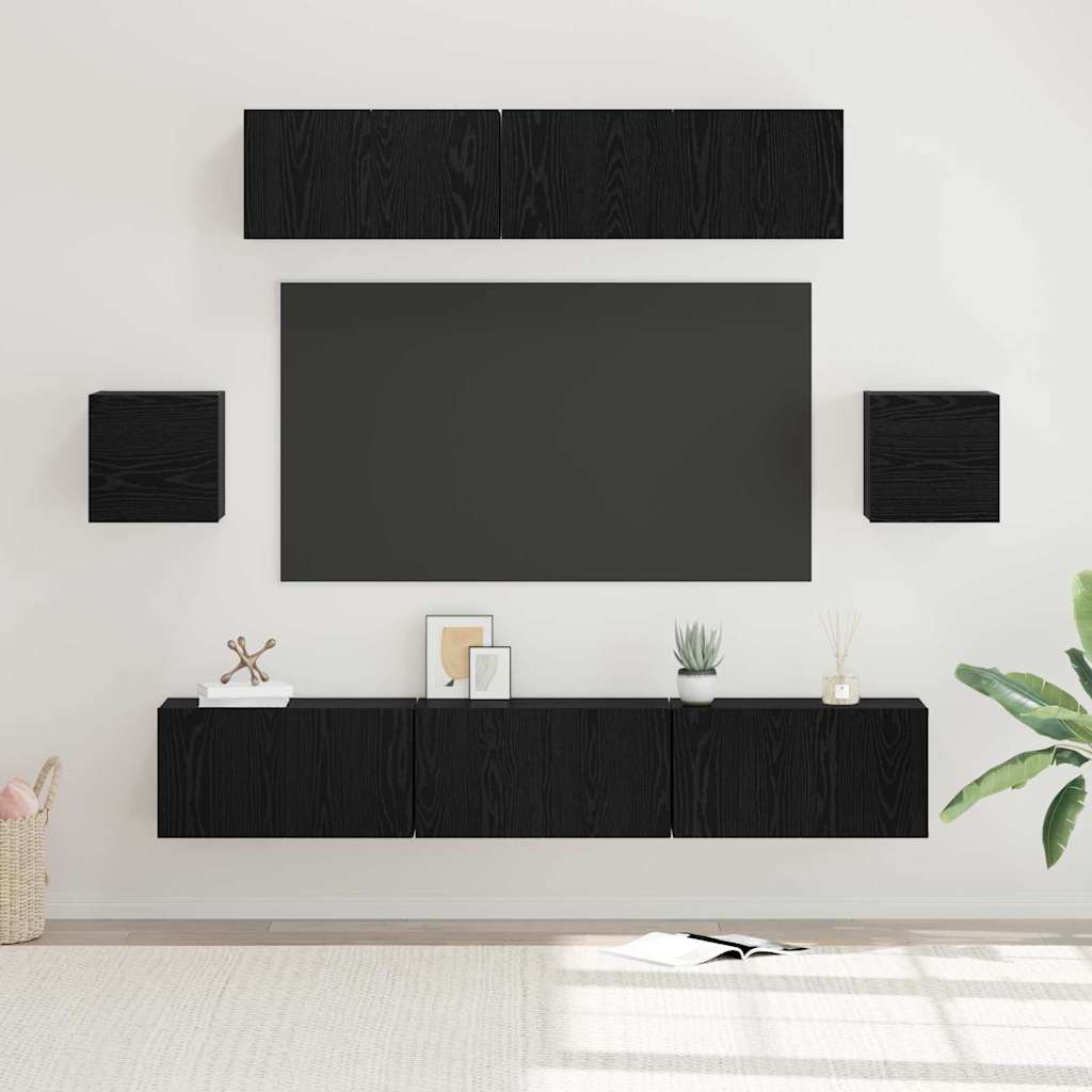 vidaXL Conjunto de mueble de TV 7 uds. Roble Negro