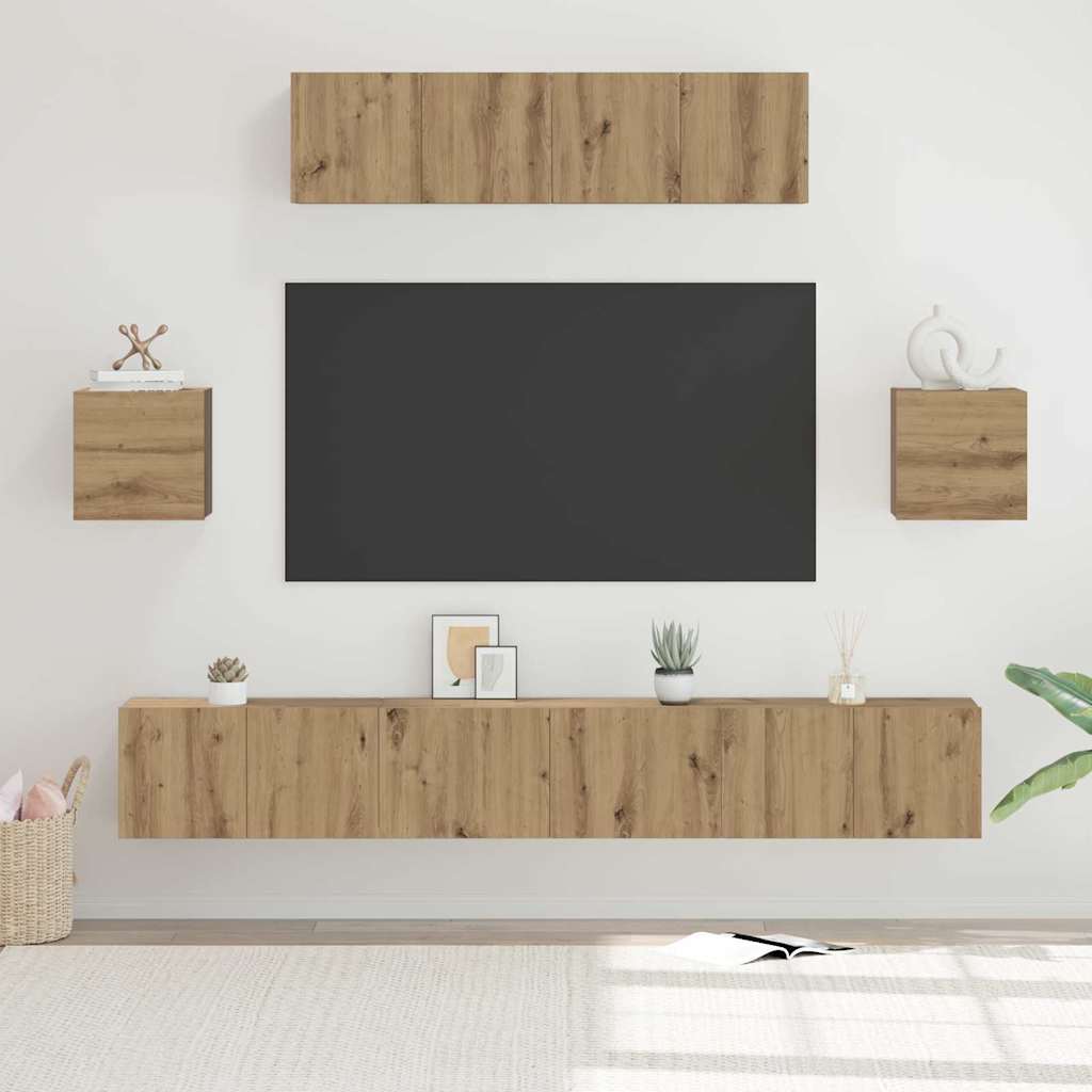 vidaXL Conjunto de mueble de TV 7 uds. Roble artisan
