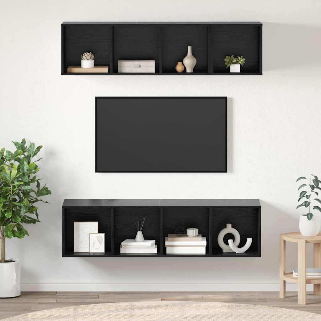 vidaXL Conjunto de mueble de TV 3 uds. Roble Negro