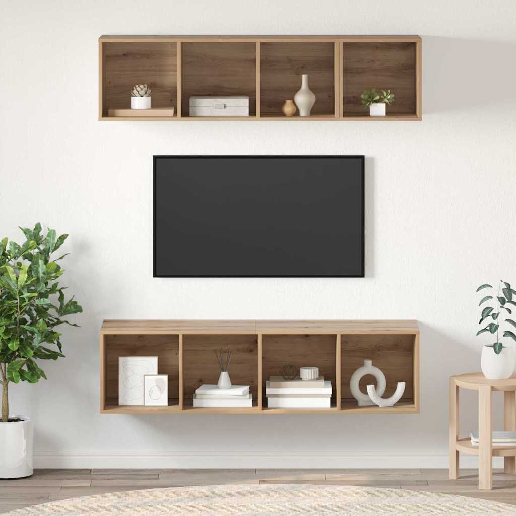 vidaXL Conjunto de mueble de TV 3 uds. Roble artisan