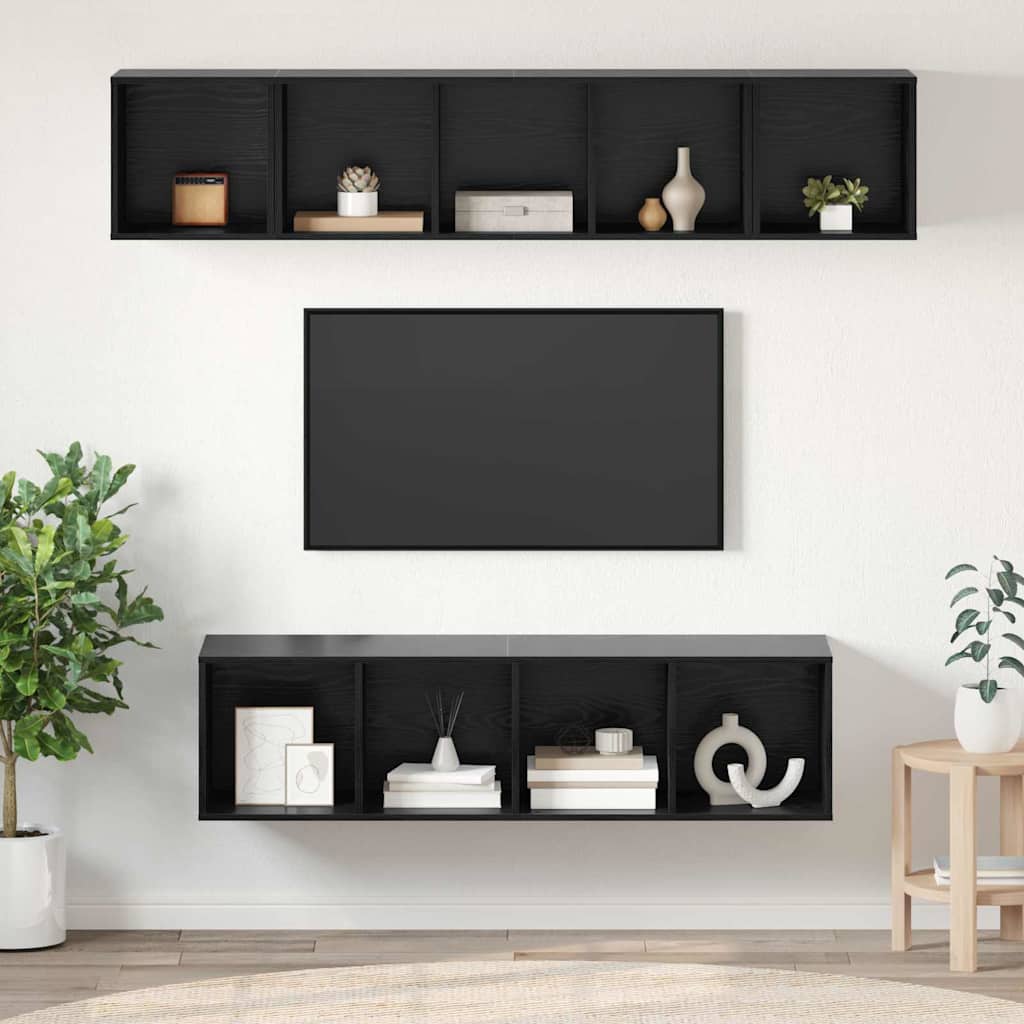 vidaXL Conjunto de mueble de TV 4 uds. Roble Negro
