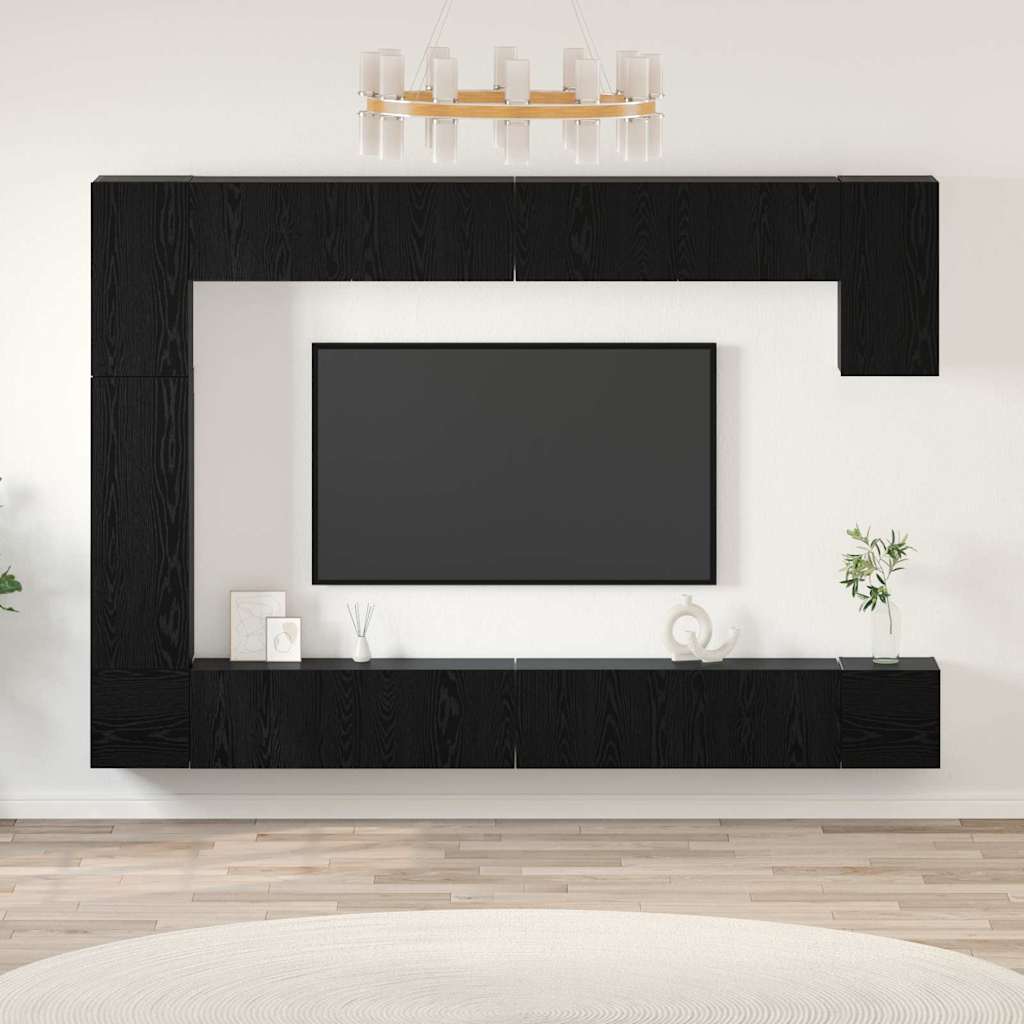 vidaXL Conjunto de mueble de TV 9 uds. Roble Negro