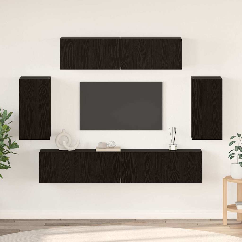 vidaXL Conjunto de mueble de TV 6 uds. Roble Negro