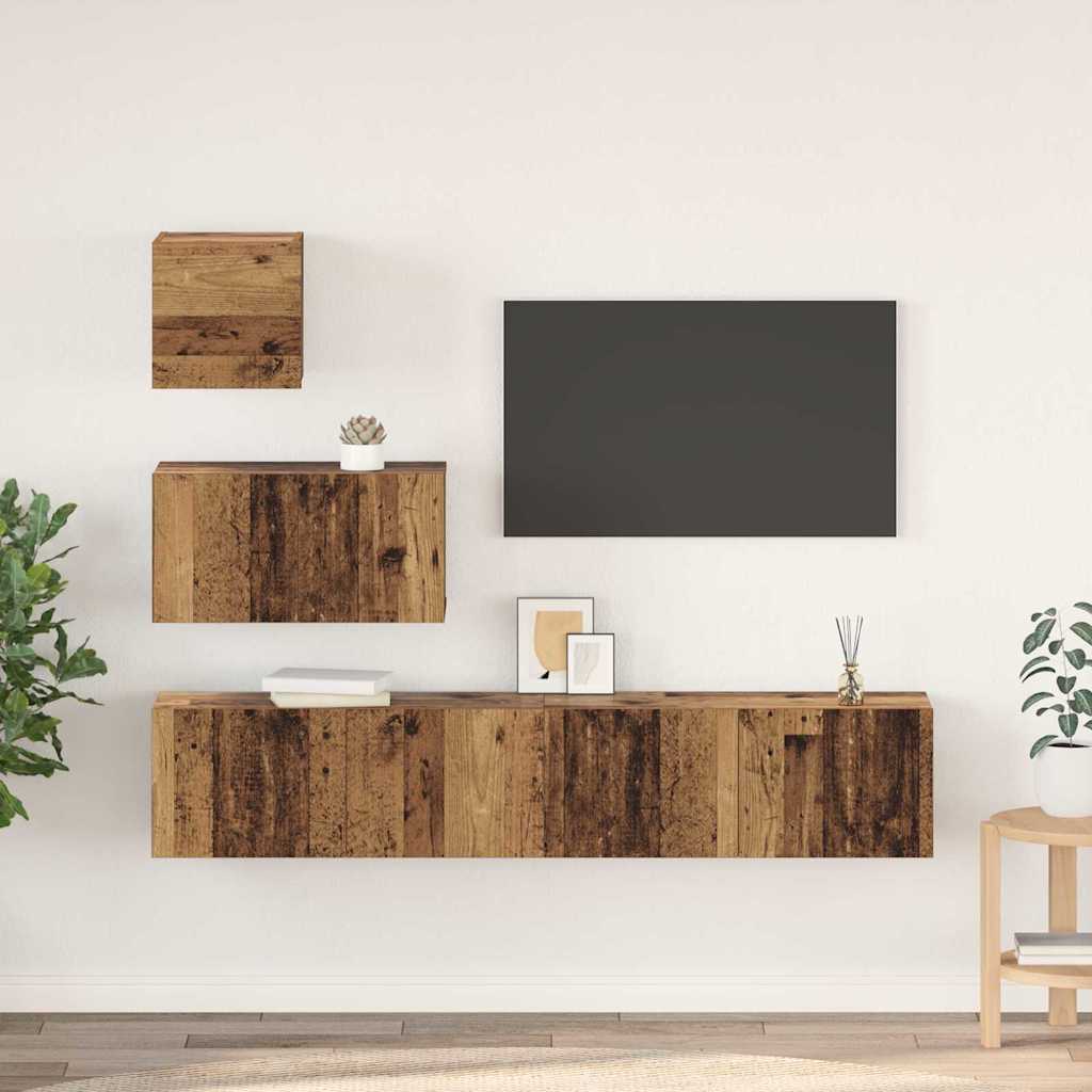 vidaXL Conjunto de mueble de TV 4 uds. Madera envejecida