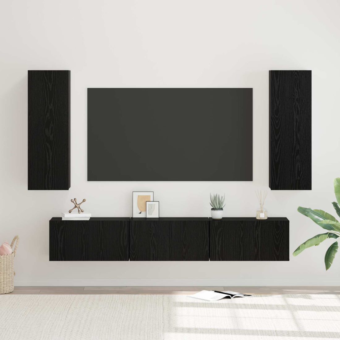 vidaXL Conjunto de mueble de TV 5 uds. Roble Negro