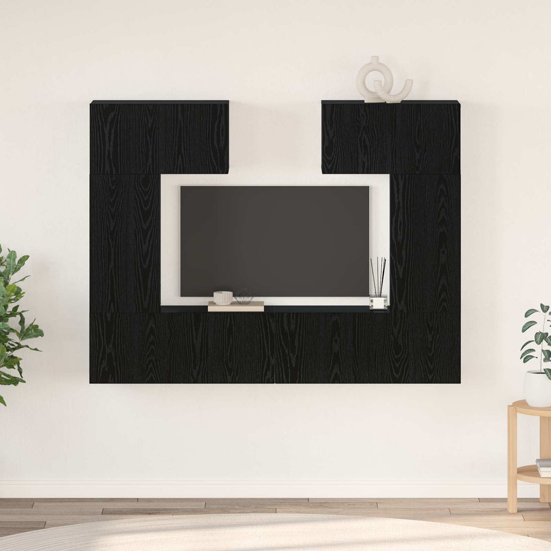 vidaXL Conjunto de mueble de TV 6 uds. Roble Negro