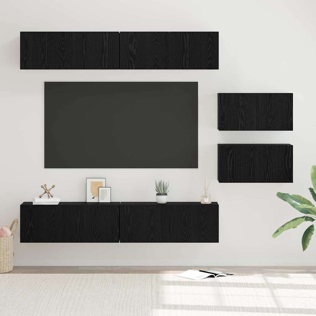 vidaXL Conjunto de mueble de TV 6 uds. Roble Negro