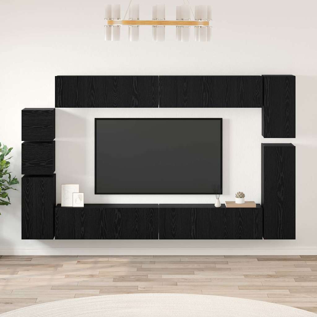 vidaXL Conjunto de mueble de TV 9 uds. Roble Negro
