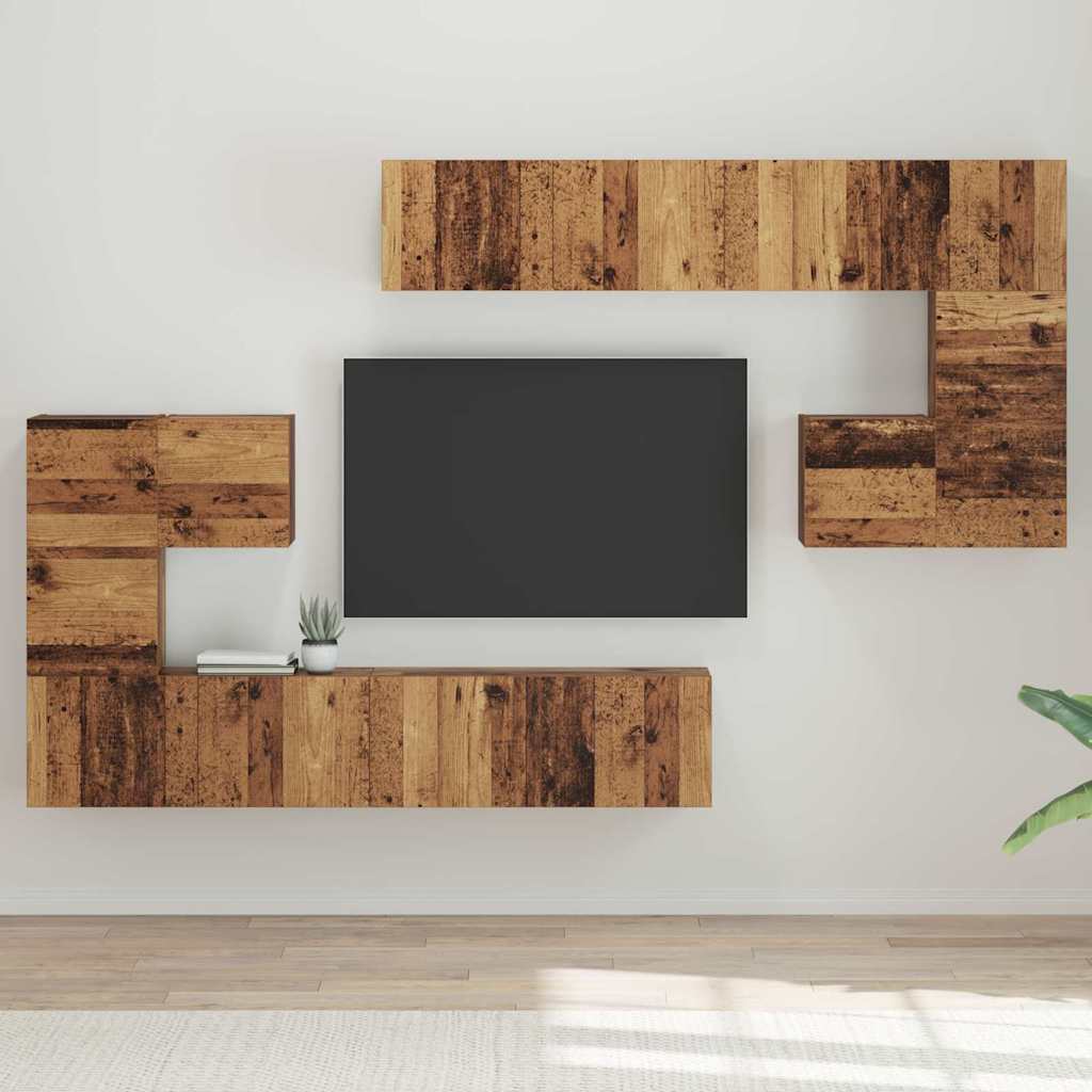 vidaXL Unidades de TV 4 uds. Madera Vieja Madera de ingeniería