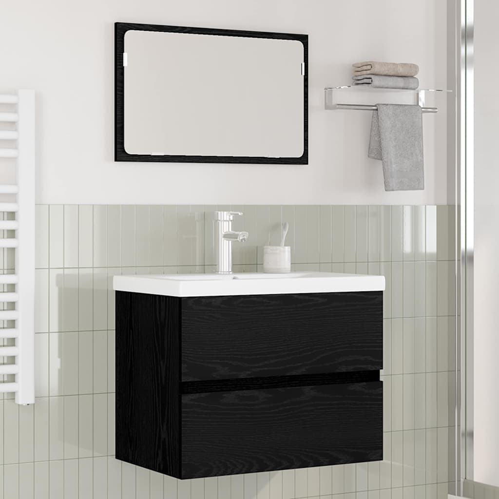 vidaXL Juego de muebles de baño 3 uds. Roble Negro 61 x 39 x 45 cm