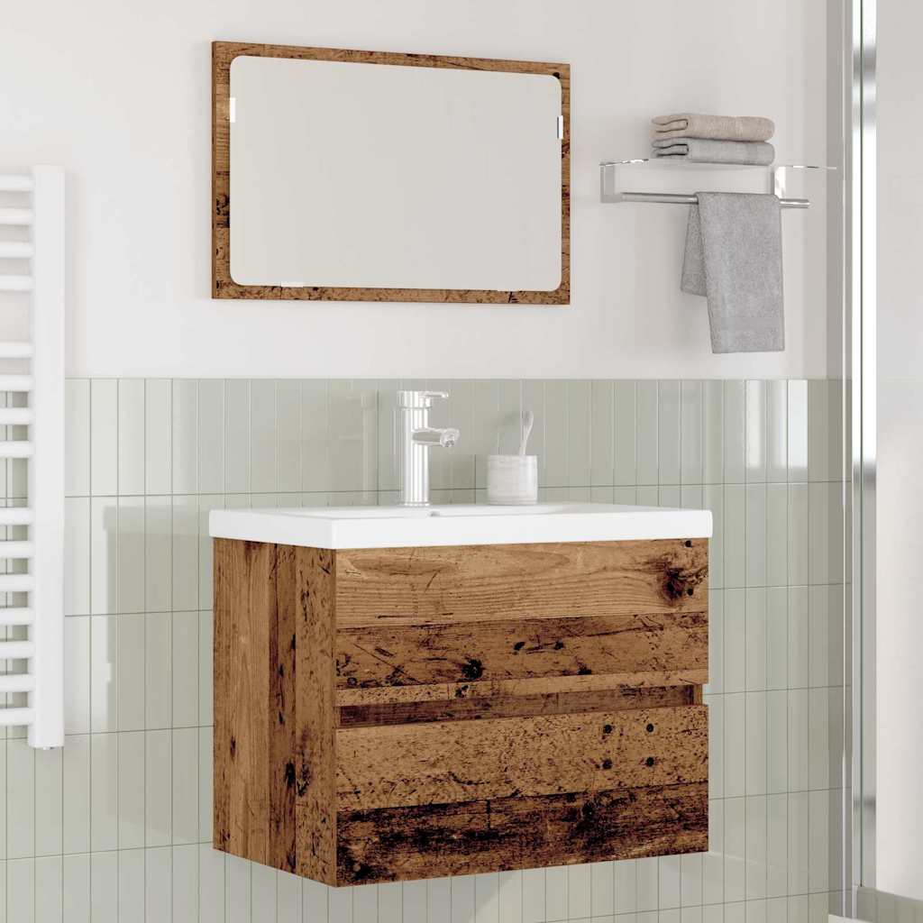vidaXL Juego de muebles de baño 3 uds. Madera envejecida