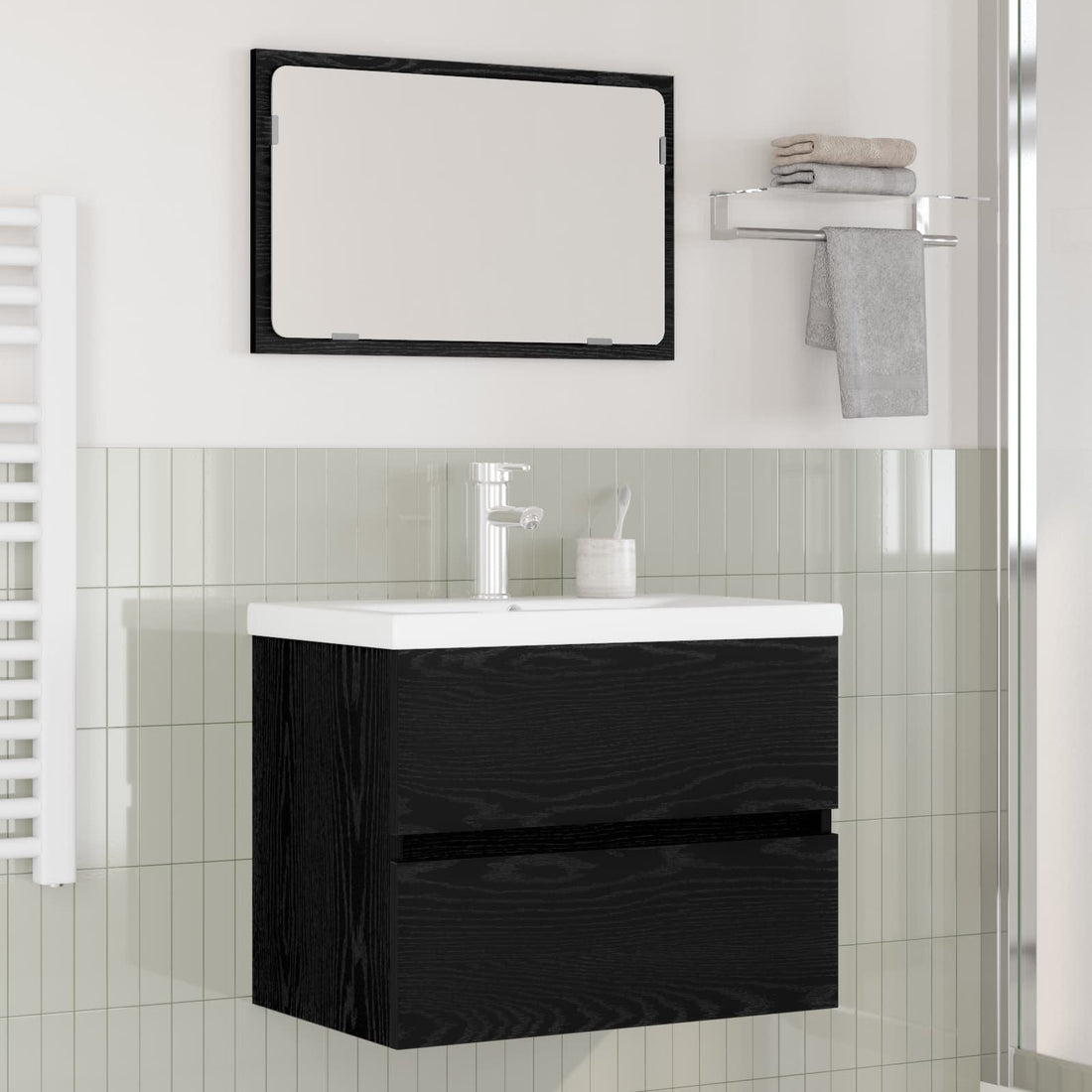 vidaXL Juego de muebles de baño 3 uds. Roble Negro
