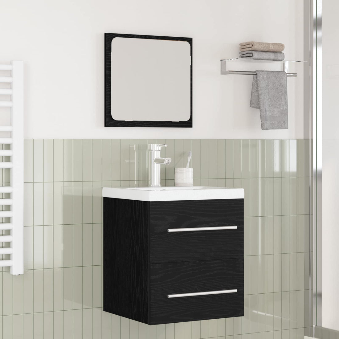 vidaXL Juego de muebles de baño 2 uds. Roble Negro