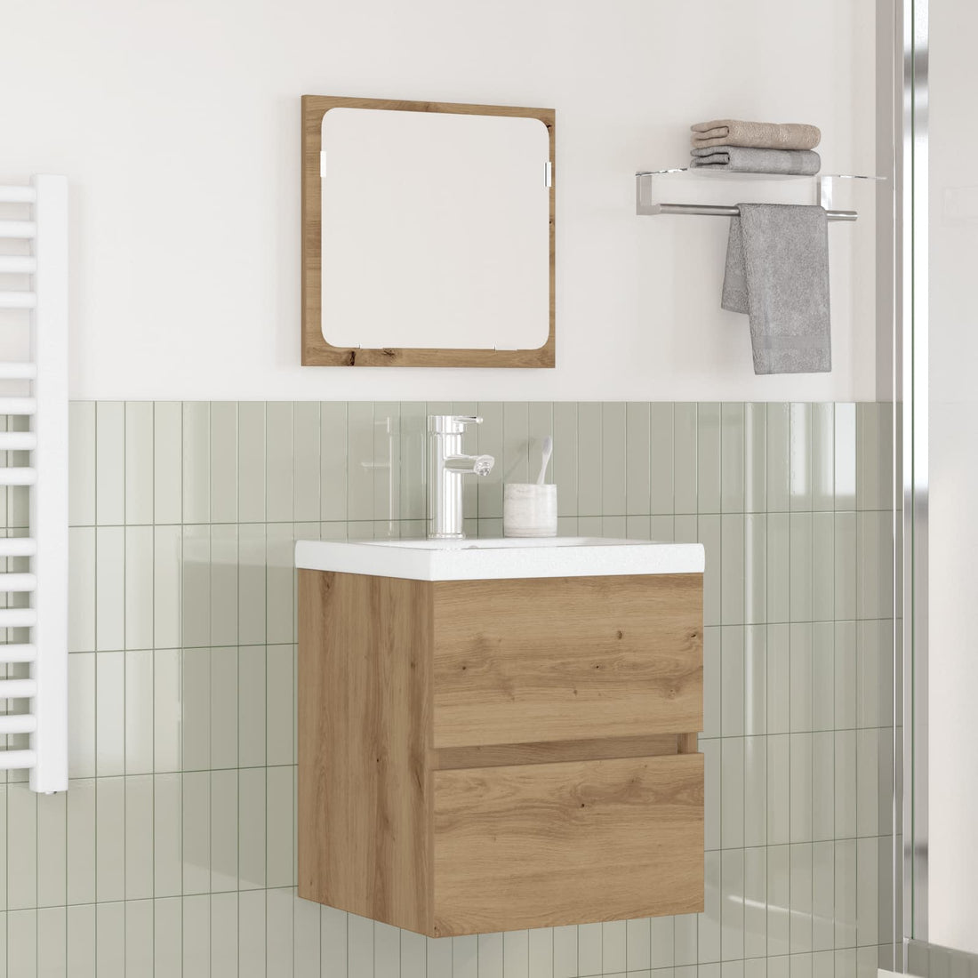 vidaXL Juego de muebles de baño 2 uds. Roble Artesano y