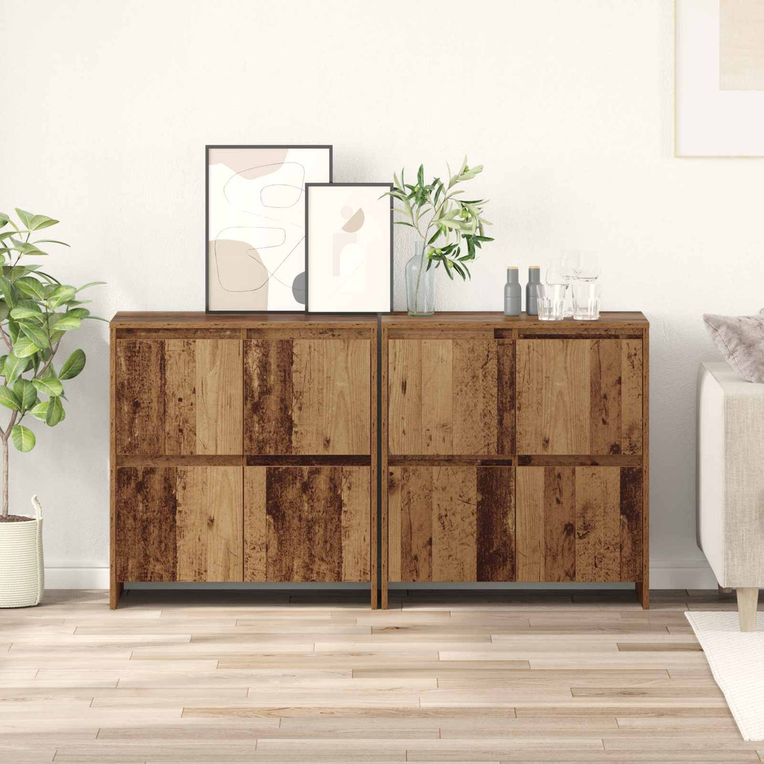 vidaXL Tableros Lateral 2 uds. Madera vieja 70 x 41 x 75 cm
