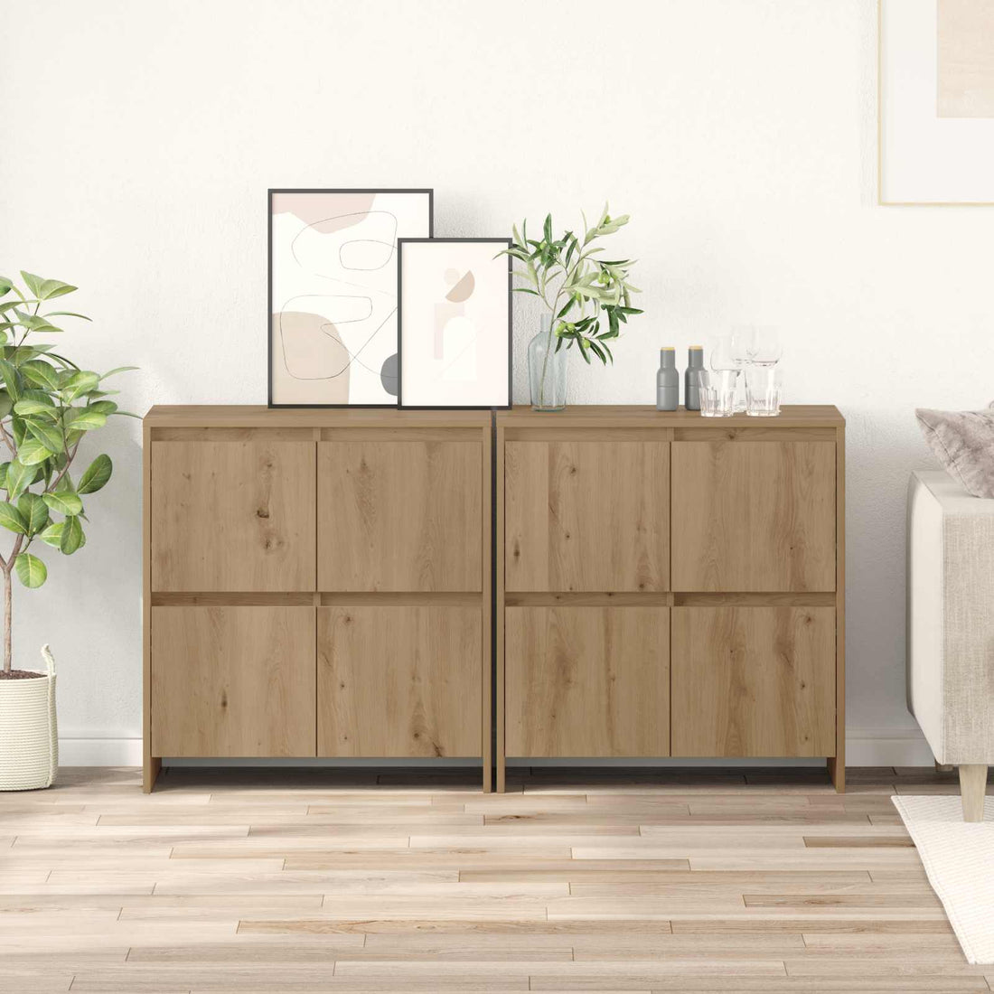 vidaXL Tableros Lateral 2 uds. Roble artisan 70 x 41 x 75 cm