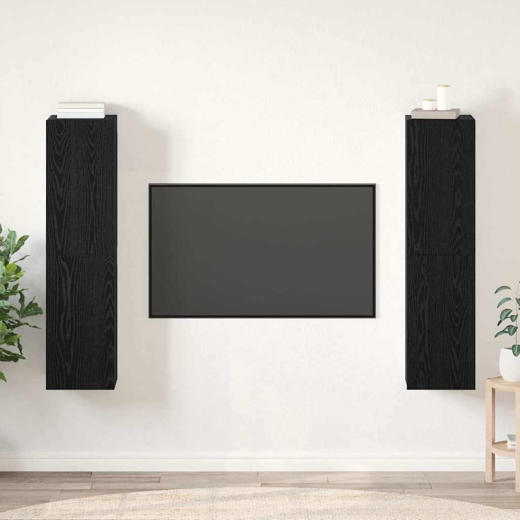 vidaXL Conjunto de mueble de TV 4 uds. Roble Negro