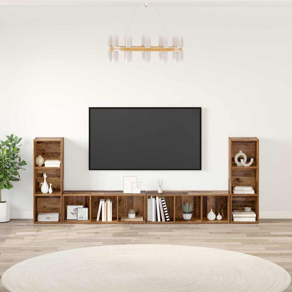 vidaXL Conjunto de mueble de TV 4 uds. Madera Vieja