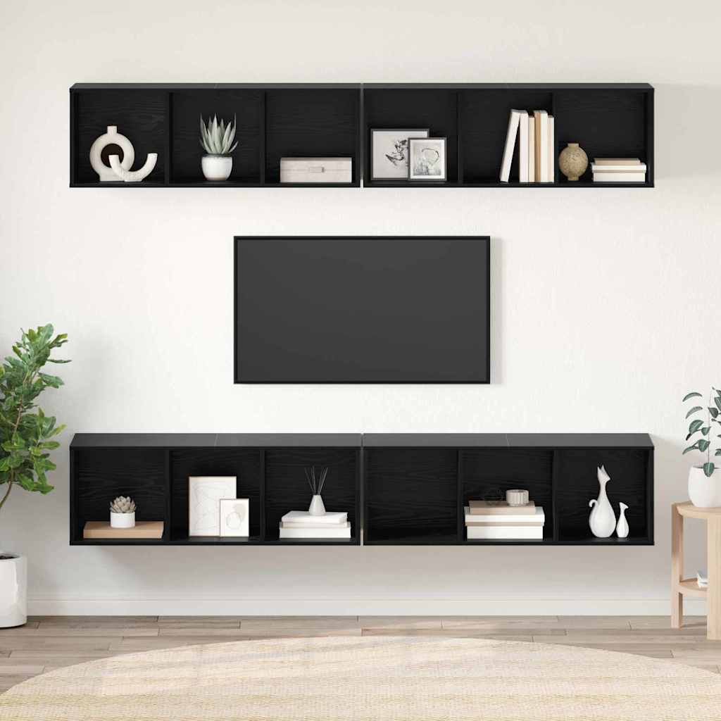 vidaXL Conjunto de mueble de TV 4 uds. Roble Negro