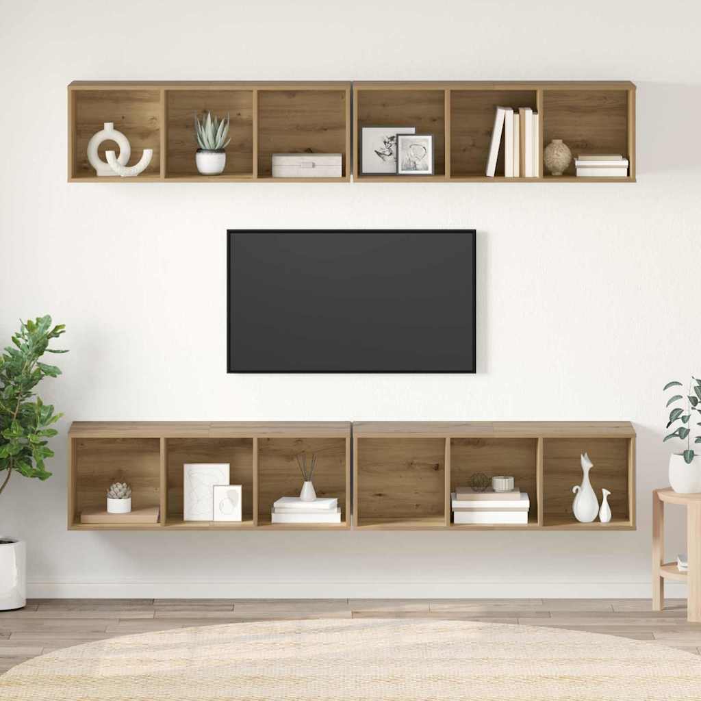 vidaXL Conjunto de mueble de TV 4 uds. Roble artisan