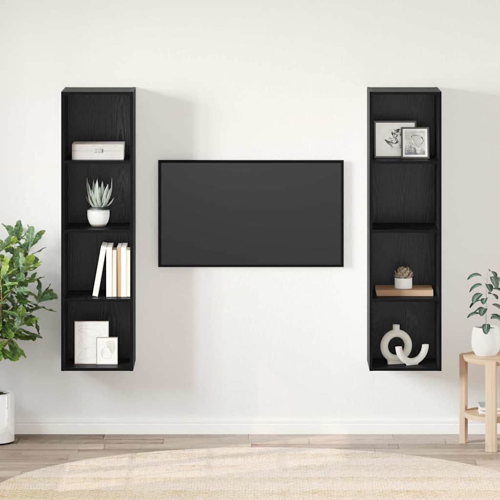 vidaXL Conjunto de mueble de TV 2 uds. Negro Madera de ingeniería