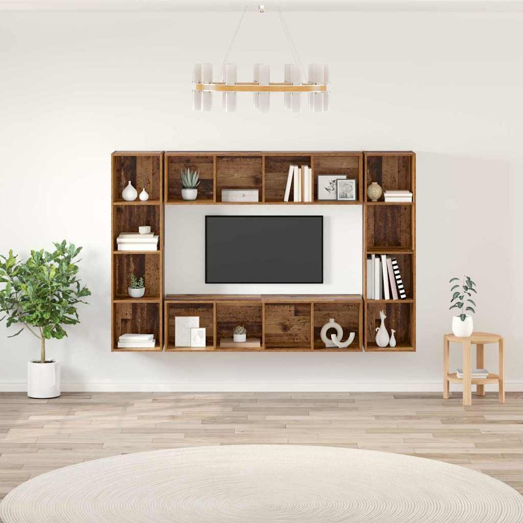 vidaXL Conjunto de mueble de TV 4 uds. Marrón Madera de ingeniería