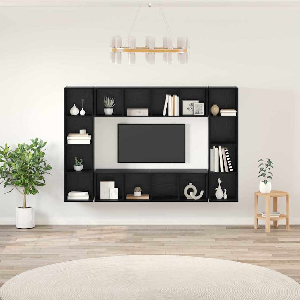 vidaXL Conjunto de mueble de TV 4 uds. Negro Madera de ingeniería