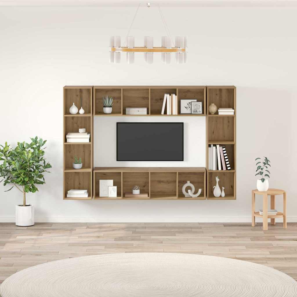 vidaXL Conjunto de mueble de TV 4 uds. Marrón Madera de ingeniería