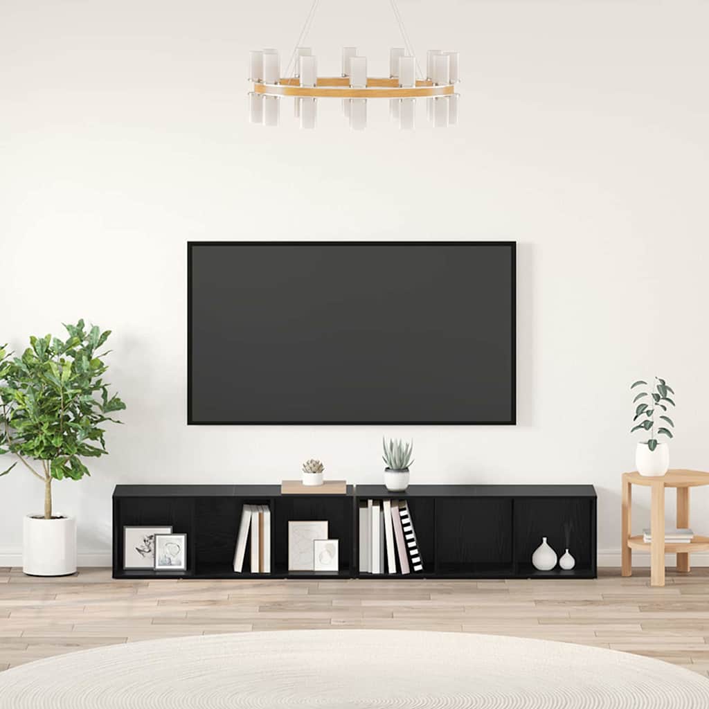 vidaXL Conjunto de mueble de TV 2 uds. Roble Negro