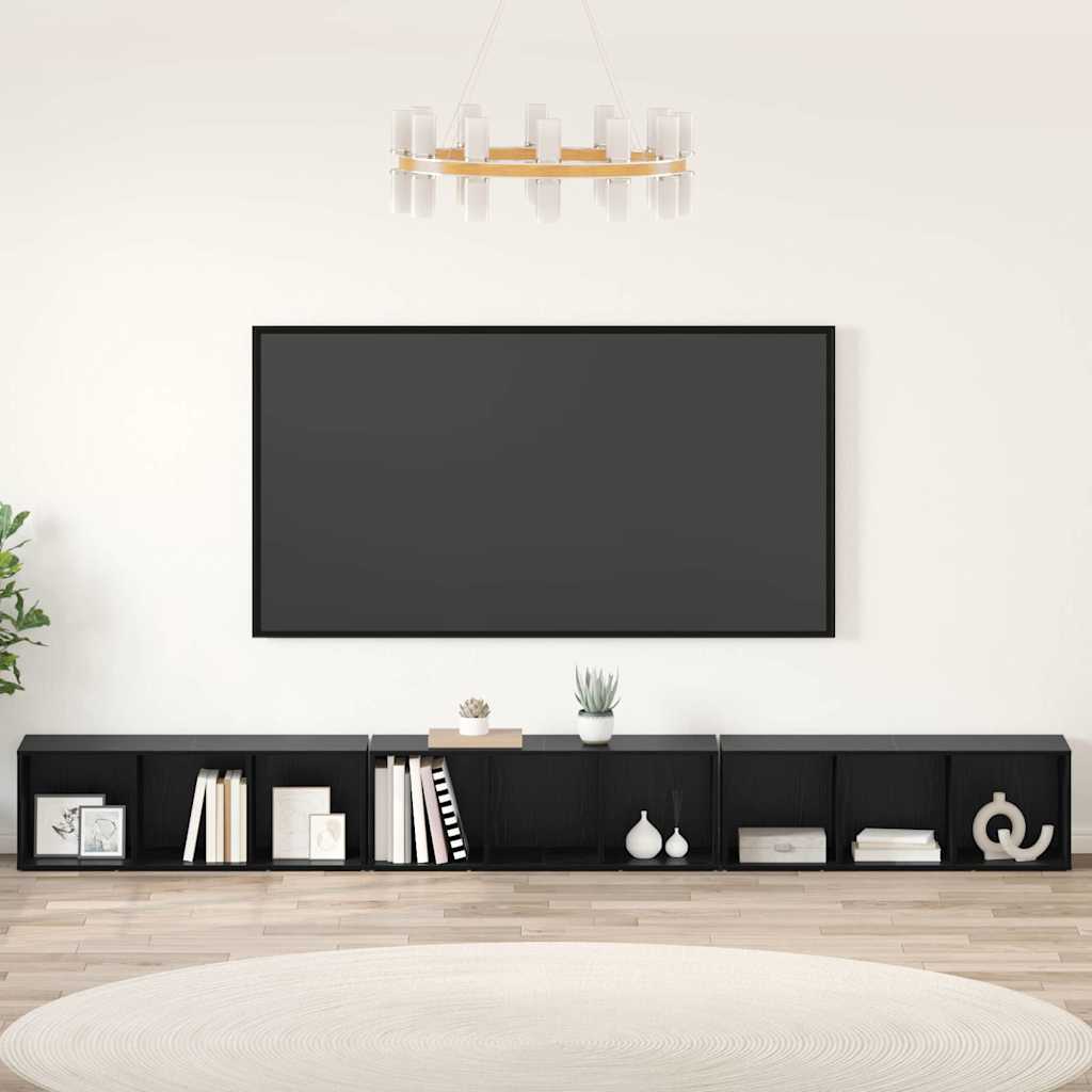 vidaXL Conjunto de mueble de TV 3 uds. Roble Negro