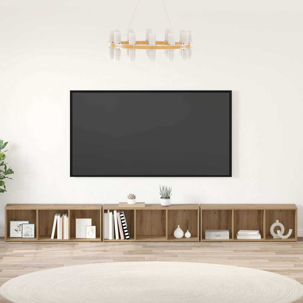 vidaXL Conjunto de mueble de TV 3 uds. Roble artisan