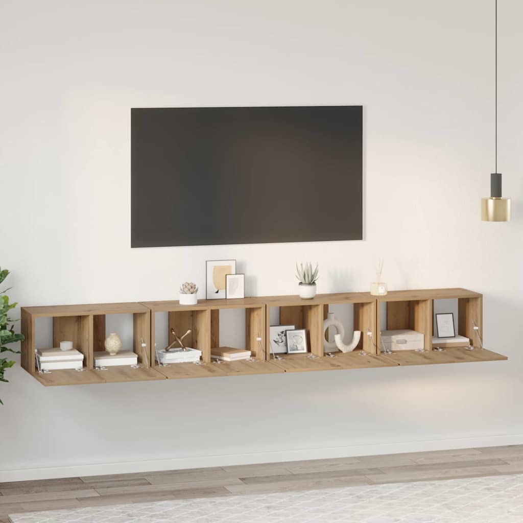 vidaXL Conjunto de mueble de TV 4 uds. Roble artisan